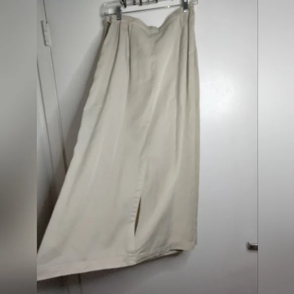Linden Hill (Size M) Khaki 100% Lyocell Drawstring Slip Pockets Midi/Maxi Skirt - Picture 8 of 12